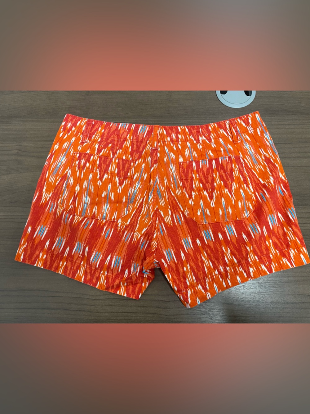 Women’s Calvin Klein Jeans Orange Patterned Cotton Shorts size 8 - Picture 2 of 6